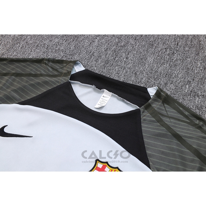 Tuta da Track FC Barcellona Manica Corta 2023-2024 Grigio - Pantaloncini
